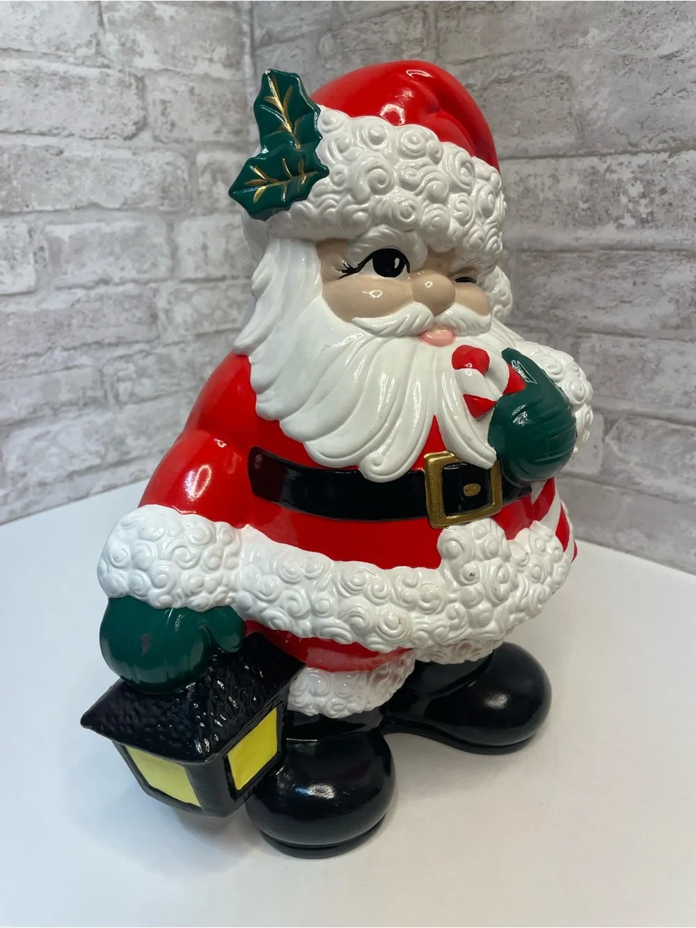 Vintage Santa Claus Figurine Statue Glenview Mold Ceramic Christmas Hand Painted